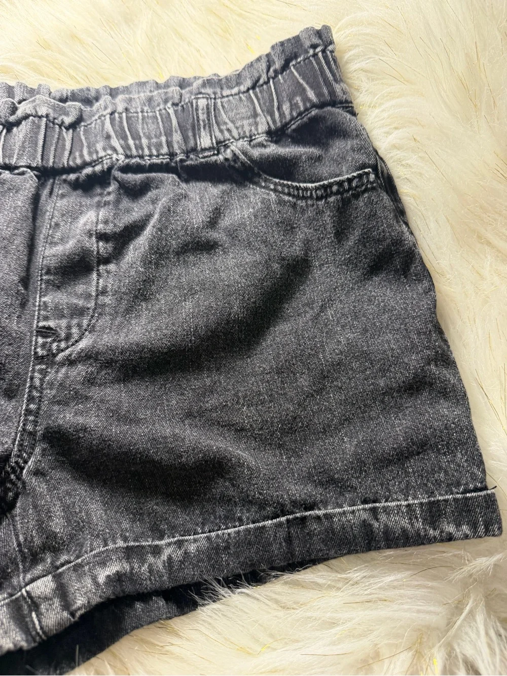 Kids Youth Black Washed Denim Shorts